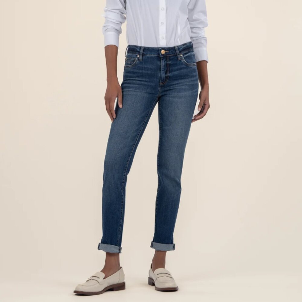 KUT From the Cloth Catherine Boyfriend Straight Leg Jeans Dark Wash Size 8